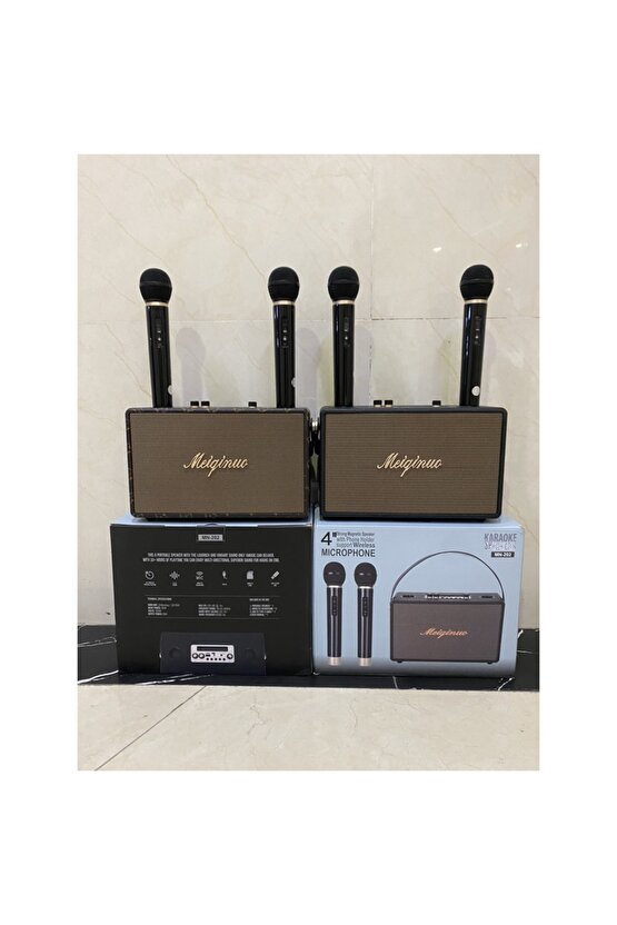 ÇİFT MİKROFONLU BLUETOOTH SPEAKER ŞARJLI KABLOSUZ KARAOKE HOPARLÖR PARTY BOX SES BOMBASI