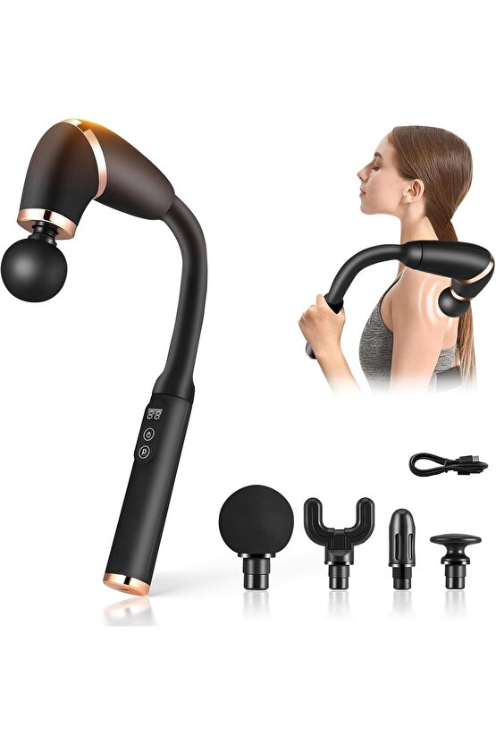 UZUN SAPLI ŞARJLI MASAJ TABANCASI U ŞEKLİNDE DERİN DOKU KAS TÜM VÜCUT MASAJ ALETİ 3 MOD 6 KADEME