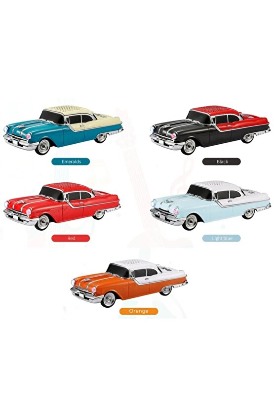 NOSTALJİK ARABA ŞARJLI LED IŞIKLI KABLOSUZ HOPARLÖR BLUETOOTH SPEAKER  FM RADYO SD KART USB