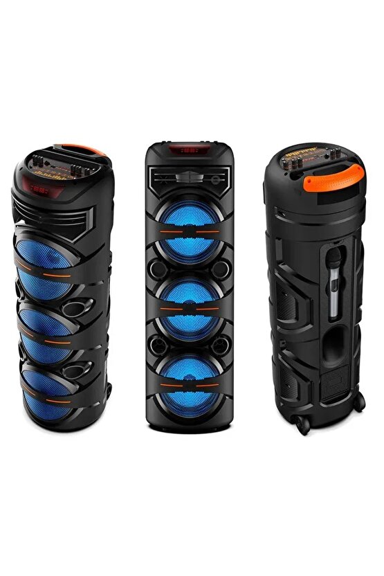 3X8 İNÇ BÜYÜK BOY TEKERLEKLİ BLUETOOTH SPEAKER ŞARJLI KABLOSUZ MİKROFONLU HOPARLÖR