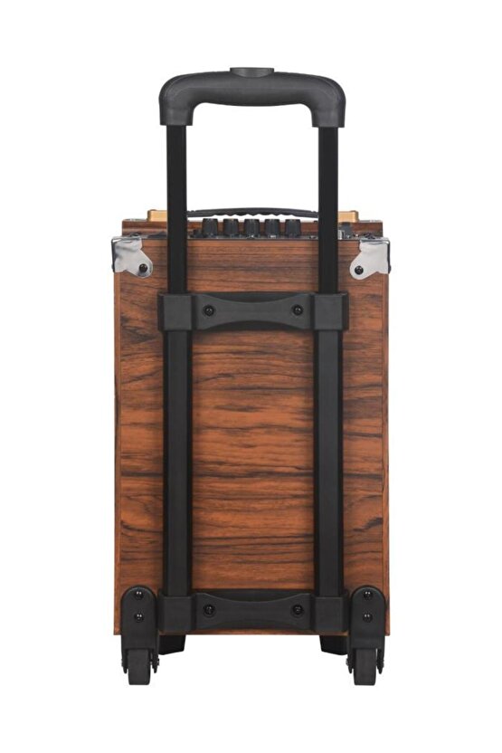 B-q8 Mikrofonlu Kumandalı Taşınabilir Tekerlekli Bluetooth Hoparlör Kahverengi