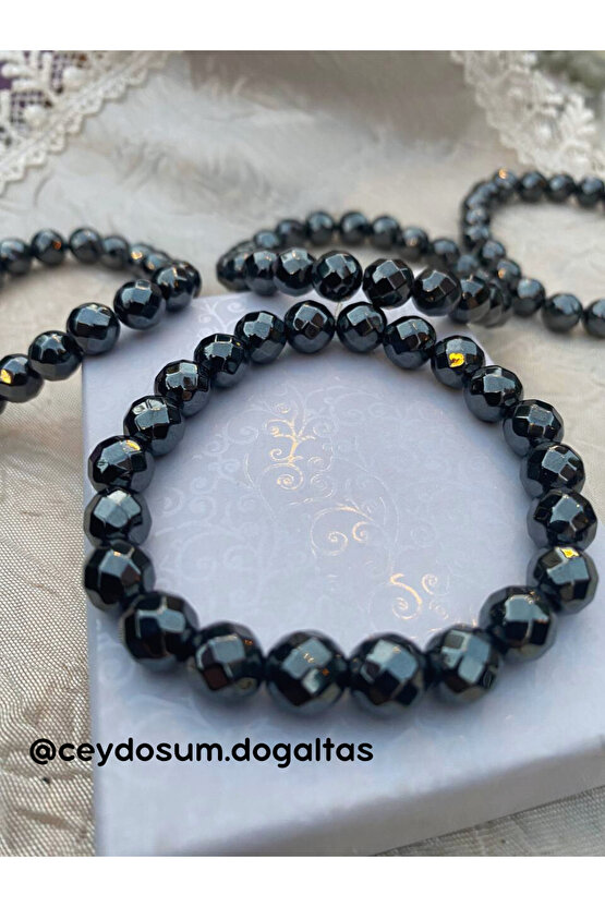 Hematit Fasetli Doğal Taş Bileklik 8 mm