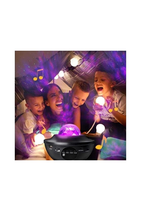 Starry Projektör Bluetooth Hoparlör Gece Lambası RGB Led Işıklı Parti Hoparlörü Speaker