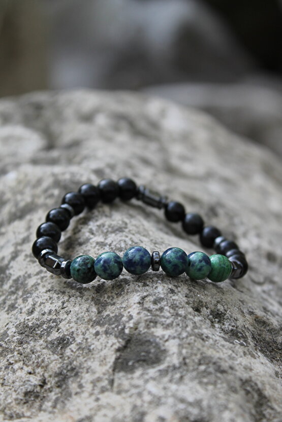 Azurit Obsidyen Doğaltaş Bileklik