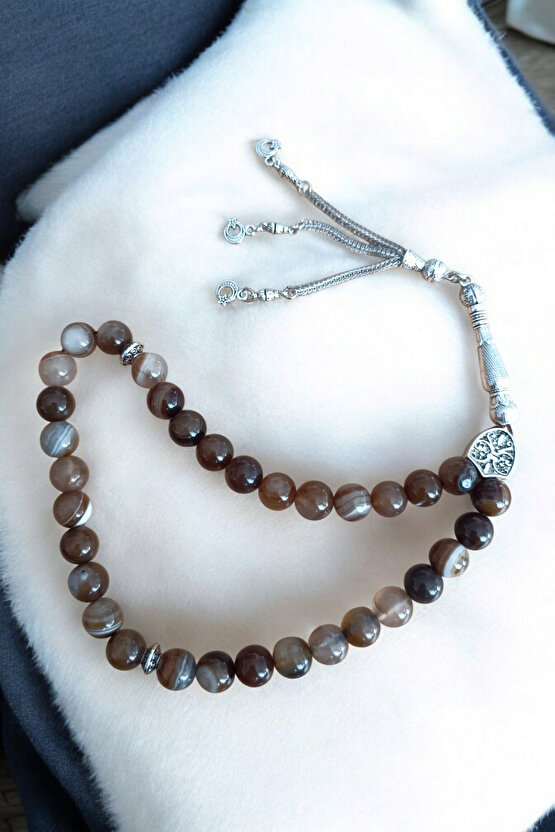 Akik Tesbih 33 Lük Tesbih Orijinal Doğal Taş Renk Atmaz 10 mm Gerçek Akik Taşı