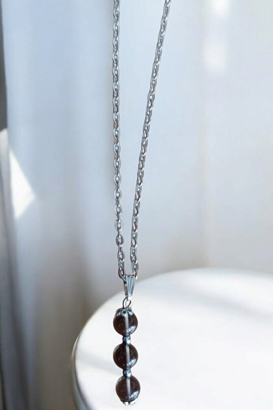 Dumanlı kuvars Taşı kolye Dumanlı kuvars kolye doğal taş kolye zincirli kadın kolye hediyelik kolye