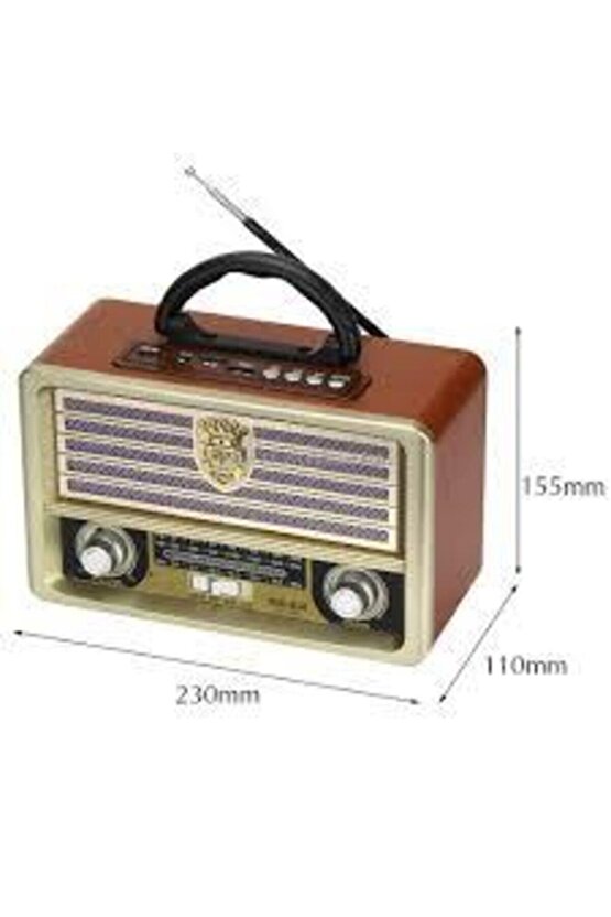 M-113bt Şarjlı Nostaljik Radyo Usbsdmp3 Bluetooth Hoparlör Ahşap Şarjlı Retro Radyo