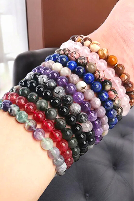 Mor Akik Bileklik Akik Taşı Bileklik Esnek Misina Her Bileğe Uygun Doğal Taş Bileklik