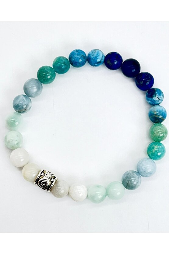 Ay Taşı - Akuamarin - Larimar -apatit - Lapis 8mm Unisex Bileklik