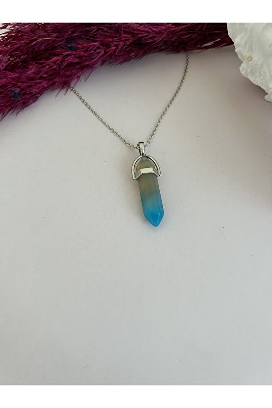 Mavi Akik Çivi Kolye