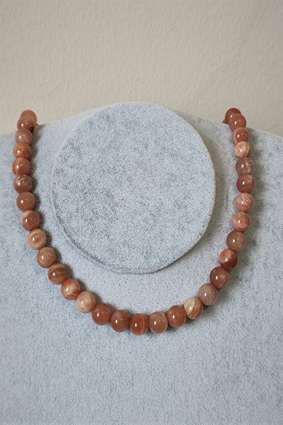 Sertifikalı 8 Mm Güneş Taşı Doğaltaş Kolye