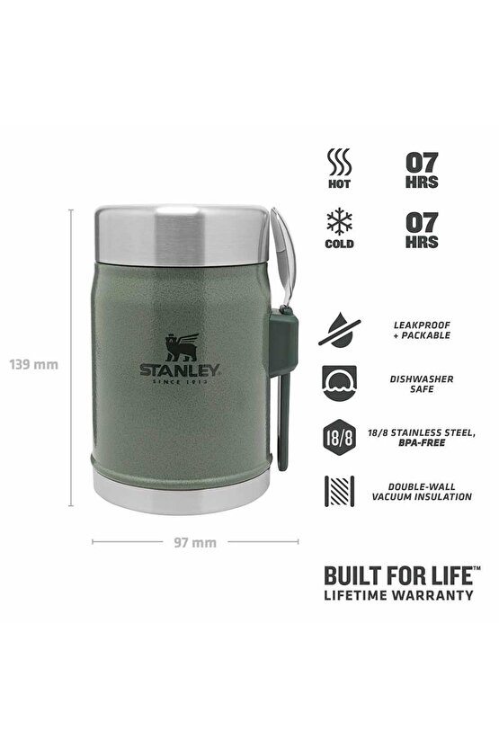 Classic Yemek Termosu Kaşıklı 400 ml Yeşil