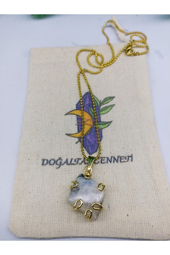 Ay Taşı A Kalite Altın Kaplama Kolye Ucu(sertifikalı)