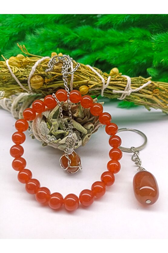 ÇİFT TÜTSÜLÜ KAHVE AKİK DOĞAL TAŞ SET (SERTİFİKALI)