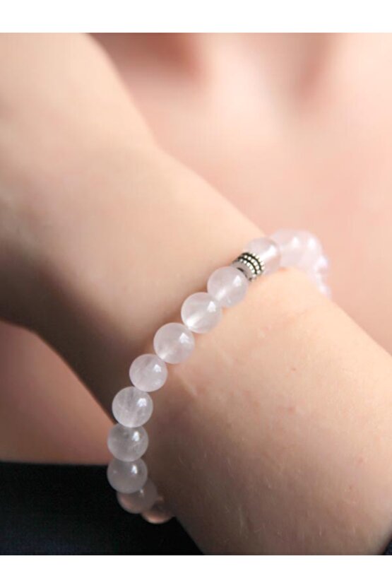 Doğal taş Pembe Kuvars Doğal Taş Bileklik