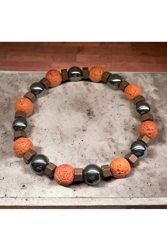 Renkli Lav Taşı ve Doğal Taşlarla El İşi; Boho Stili Erkek Bileklik , Şifa Bileklik