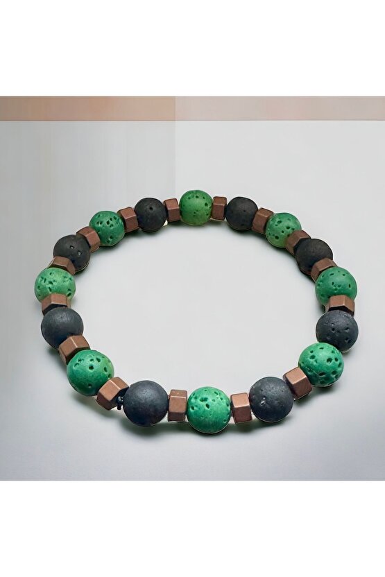 Renkli Lav Taşı ve Doğal Taşlarla El İşi; Boho Stili Erkek Bileklik , Şifa Bileklik