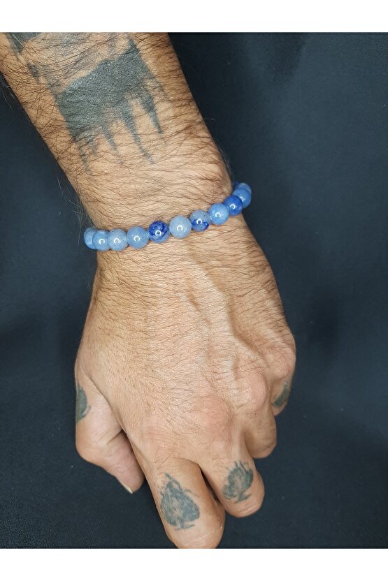 Mavi Akik Taşı Bileklik Sade ve Şık Unisex