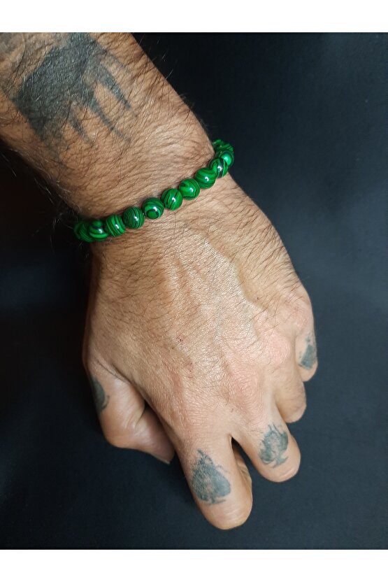 Yeşil Siyah Malakit Taşı Doğaltaş Bileklik Unisex