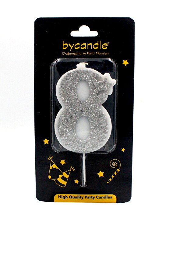 Simli Gri Rakam Mum-8