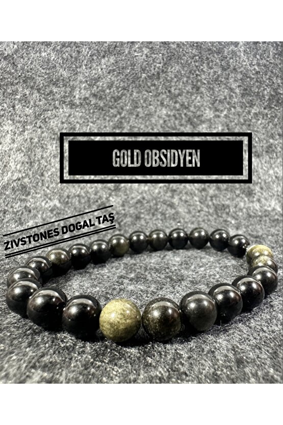 Obsidyen Bileklik (Gold)