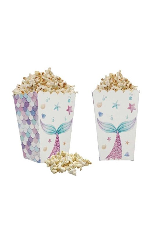 Deniz Kızı Temalı Mısır Kutusu 8li Popcorn Cup Parti