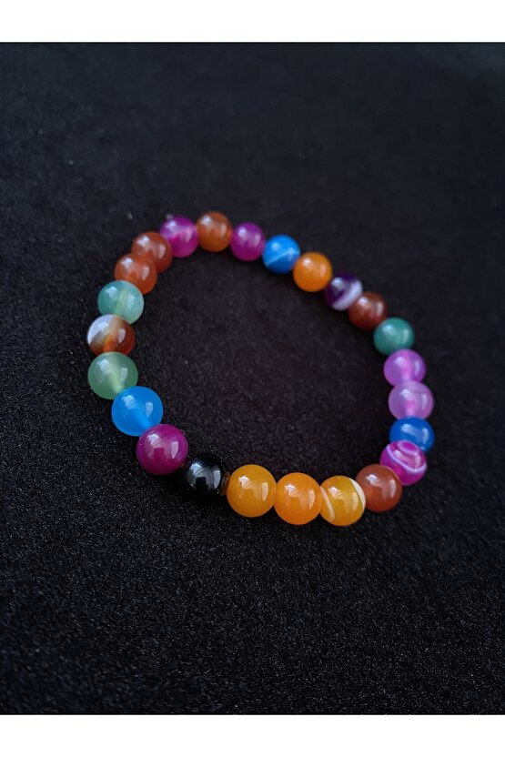 Karışık Renk Doğal Taş Unisex Bileklik