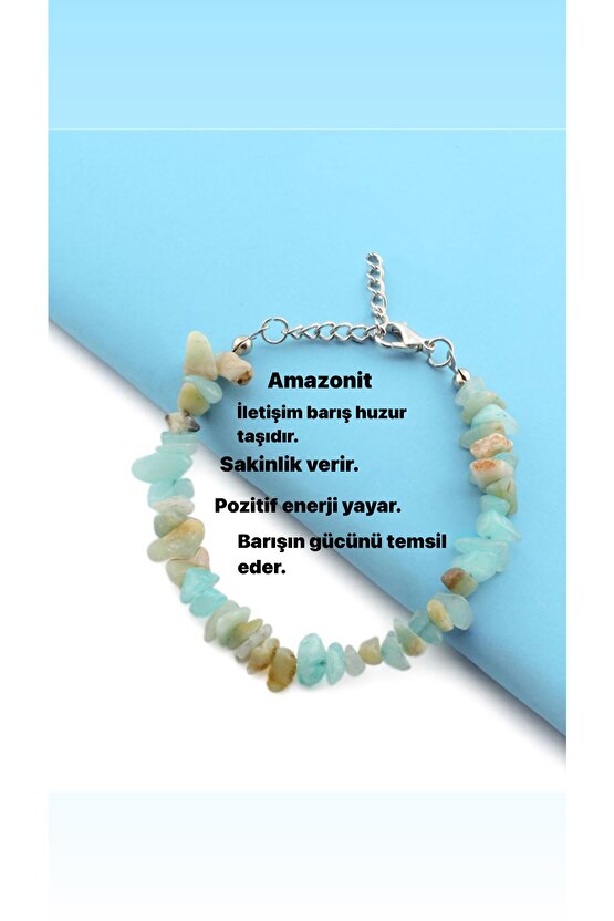 Amazonit Kırık Taş Doğal Taş Bileklik Çakra Bilekliği