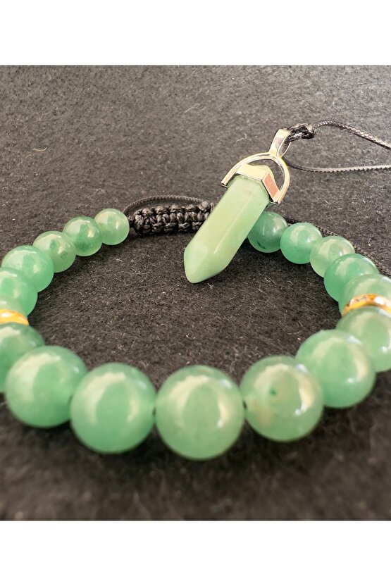 Aventurin tası bileklik+ kolye seti