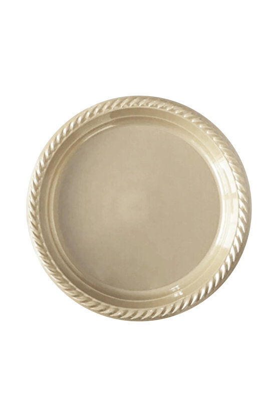 Krem Tek Kullanımlık Plastik Tabak 22cm 24lü