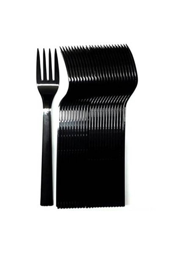 Plastik Çatal Siyah 25 Li 18 Cm