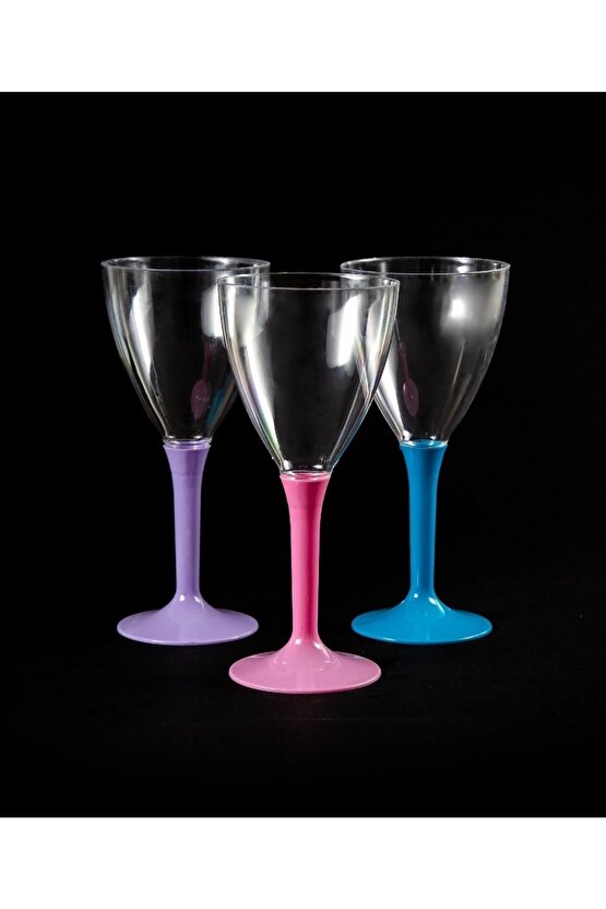 Plastik Şarap Kadehi (10 Adet) Gold Renk