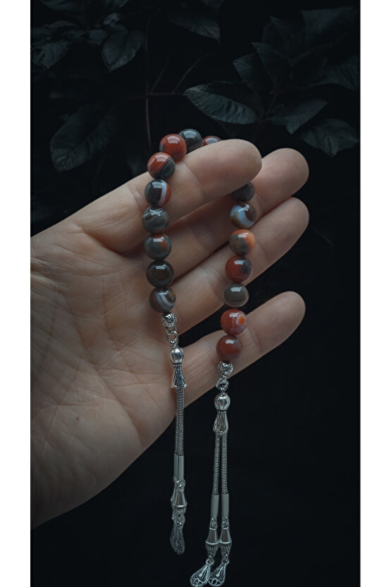 DOĞALTAŞ KIZIL AKİK ZAZA TESBİH ( NEGATİF ENERJİ KALKANI) 10 mm