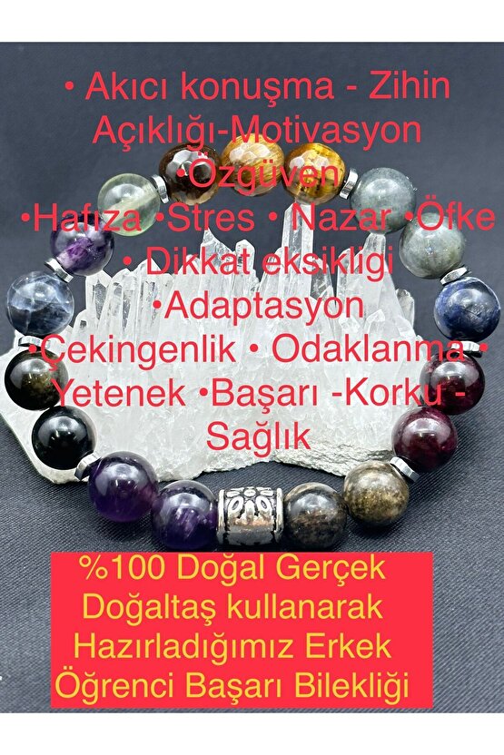 Sertifikalı Erkek Öğrenci Doğaltaş Başarı Bilekliği