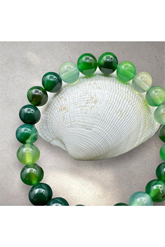 Kehribar Evi Yeşil Akik Doğaltaş Bileklik