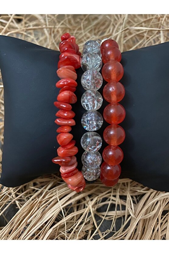 Dogal Taş Kombin Bileklik Necef Taşı Akik Taşı Kırık Taş Mercan Taşı