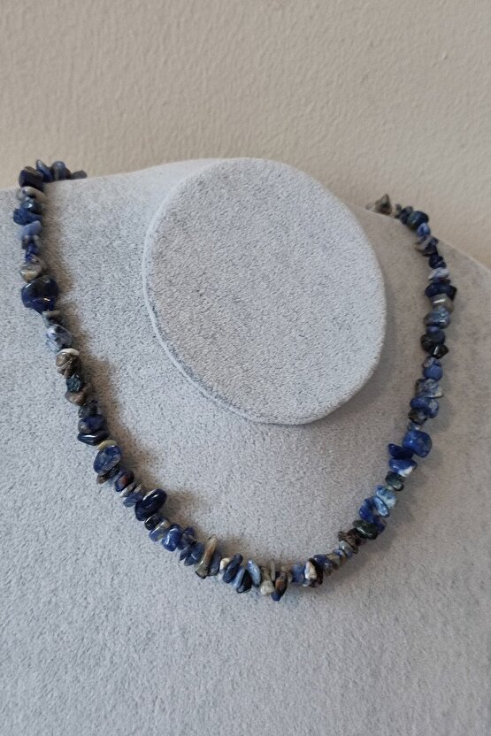 Sertifikalı Sodalit Kırıktaş Doğaltaş Kolye