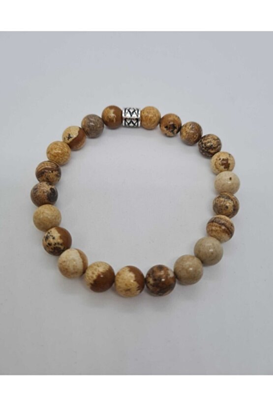 Sertifikalı Ağaç Odun Jasper Doğaltaş Bileklik