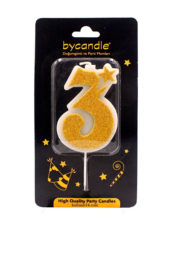 SİMLİ EVALI RAKAM MUM-GOLD 3 RAKAMI