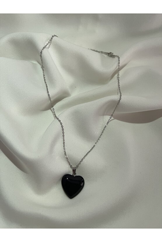 %100 Doğal Taş Obdisyen Kalp Kolye