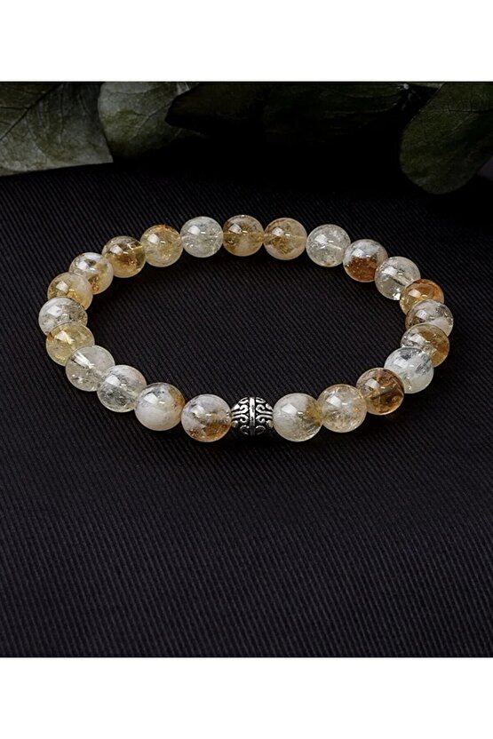 Mühürlü Doğal Taş Para Ve Bolluk Sitrin Bileklik