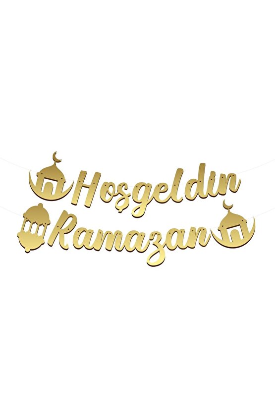 Kaligrafi Banner Hoş Geldin Ramazan Altın Hoşgeldin Ramazan