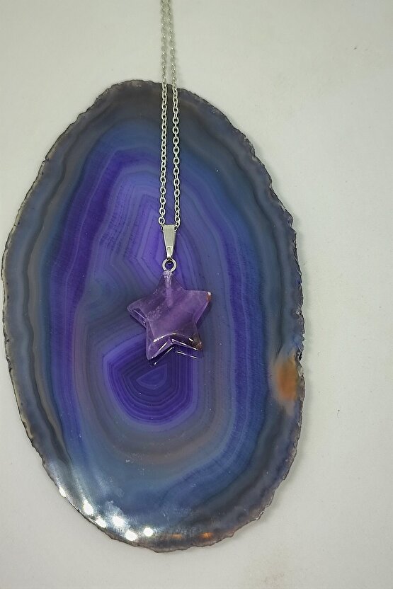 Sertifikalı Ametist Yıldız Doğaltaş Kolye