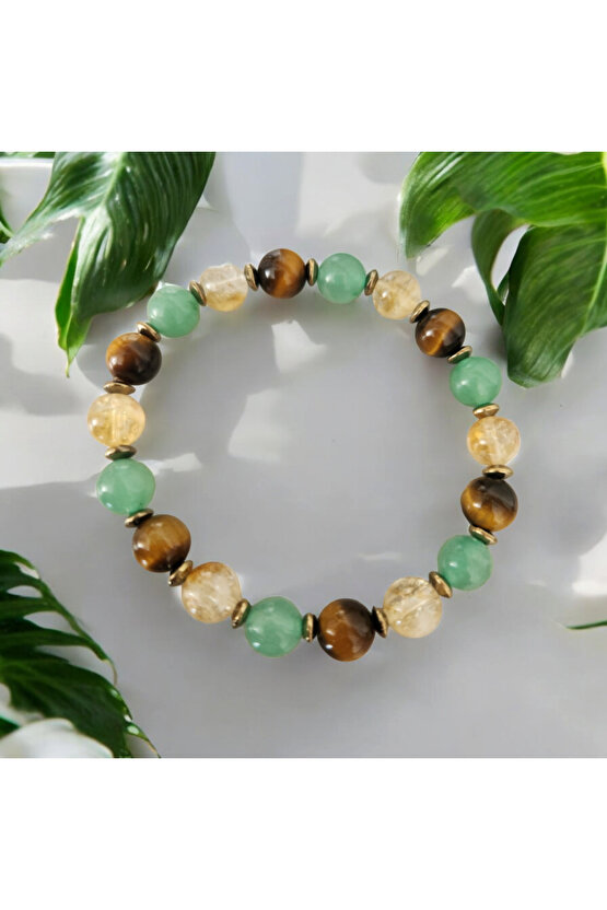 Doğaltaş  Kaplangözü-Sitrin-Aventurin (bolluk, bereket, şans) Bilekliği