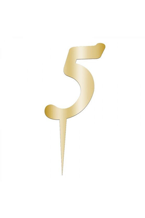 5 Rakam (sayı) Pasta Üstü Pleksi Gold 7 Cm