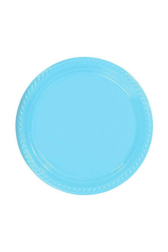 Mavi Renginde 22cm 25li Parlak Tabak Renkli Dayanıklı Plastik Doğum Günü Parti Tabağı