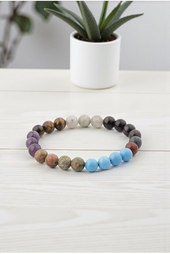 Akrep Burcu Taşlarından Oluşan Doğal Taş Bileklik 8 mm Küre Kesim - Burç Bilekliği