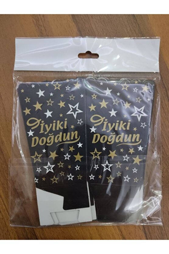 Siyah Altın Yazılı Yıldızlı Iyiki Doğdun Mısır Kutusu 8li