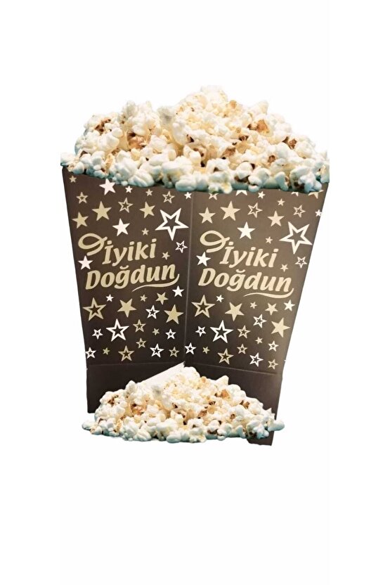 Mısır Kutusu Iyi Ki Doğdun Siyah Üzeri Gold Yıldız Desenli 8li