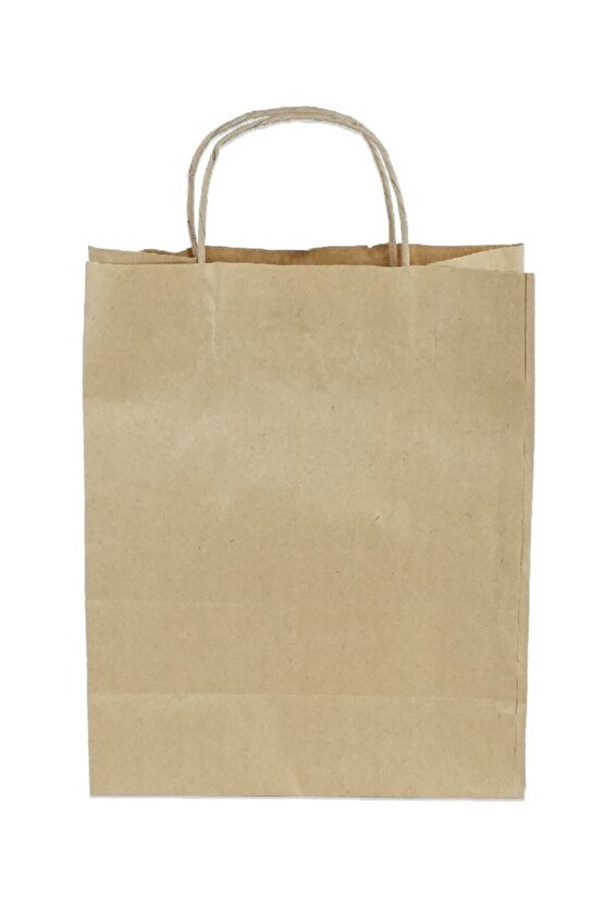 Burgu Büküm Sap Kraft Kağıt Poşet Çanta, 25x31x12cm, 10 Adet